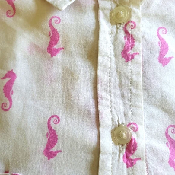 MERONA Pink Seahorse Button Down Shirt - L - Picture 3 of 5